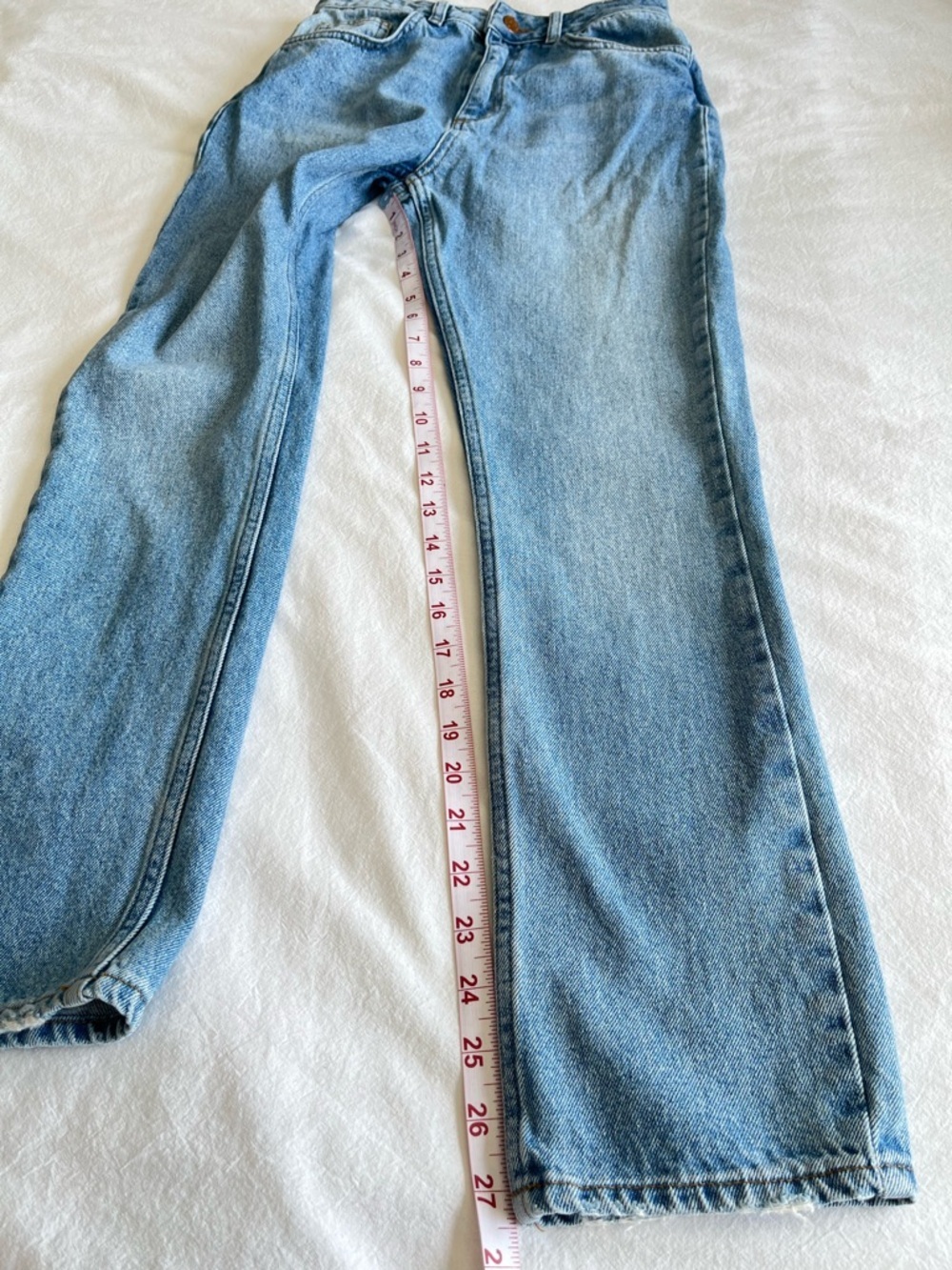 Reclaimed Vintage ASOS Light Wash Mom Jeans Sz 24 Straight Leg 90s Style Y2K - Picture 12 of 15